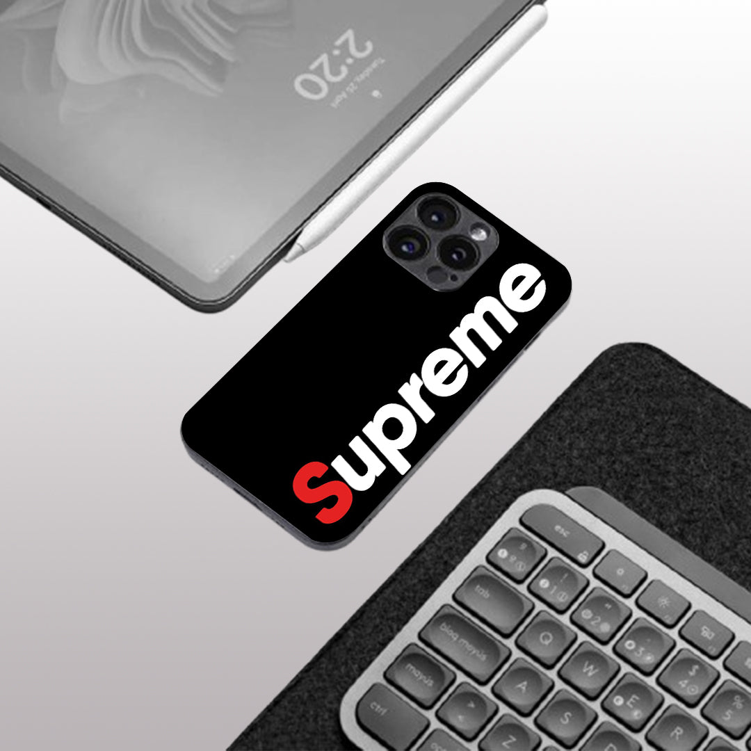 Supreme pattern phone case for iphone 16 pro max | Glass case
