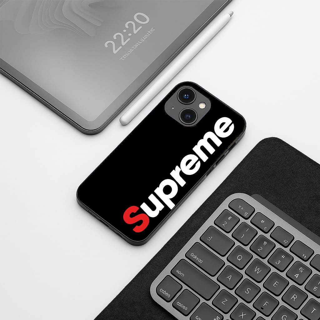 Supreme pattern phone case for iphone 14 plus | Glass case