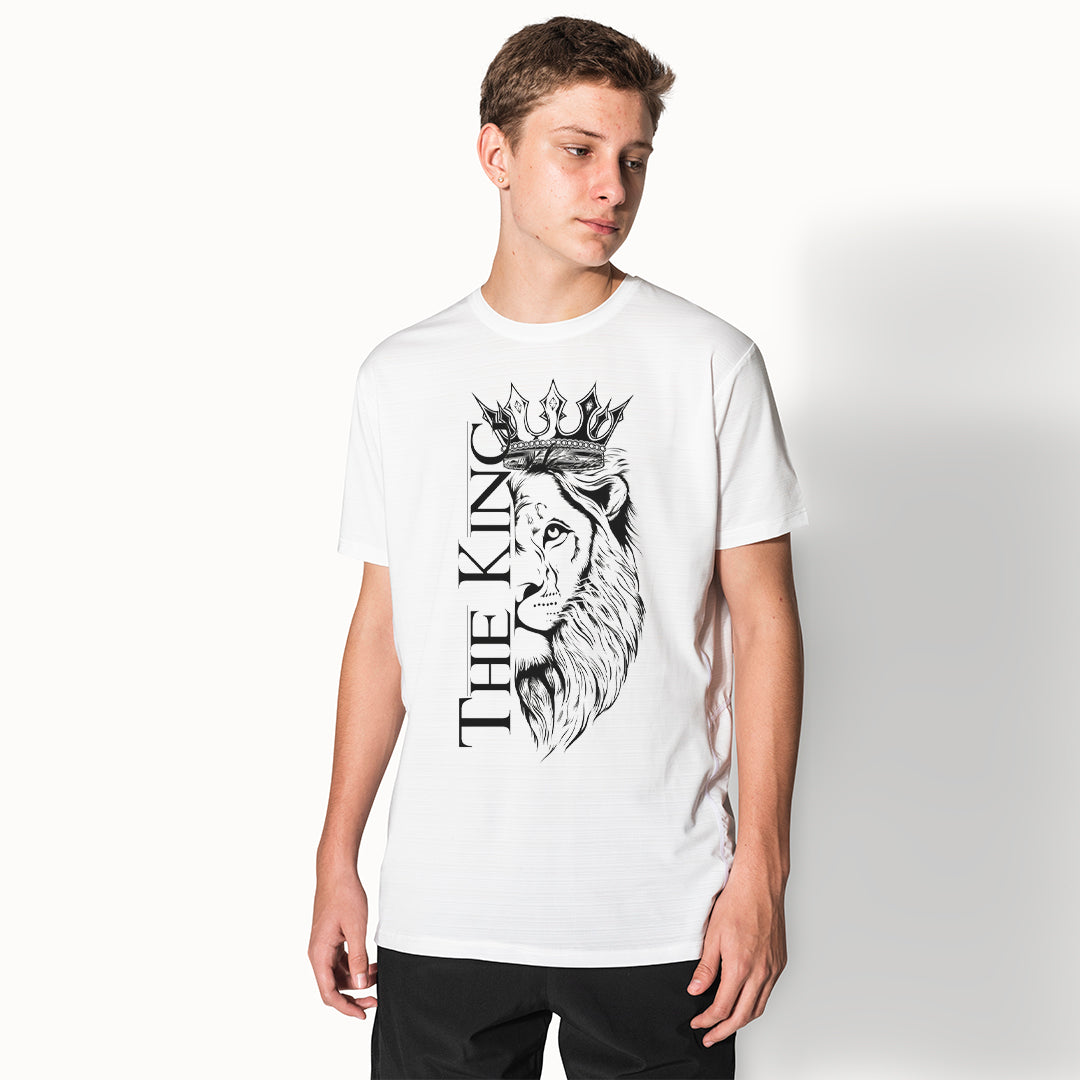 The King Lion Graphic Printed T-Shirt for Men | Premium Cotton + Polyester | White