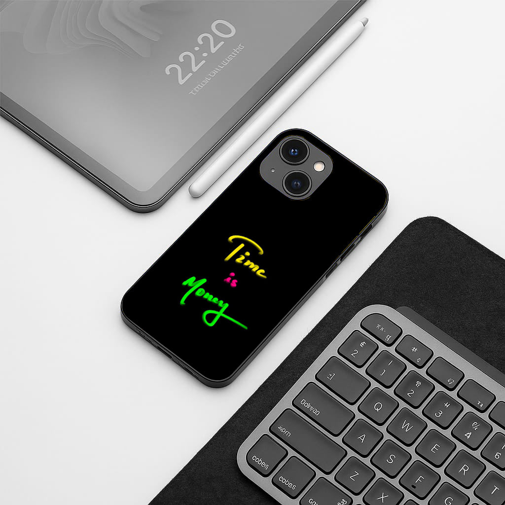 Time is Money pattern phone case for iphone 13 | Glass case