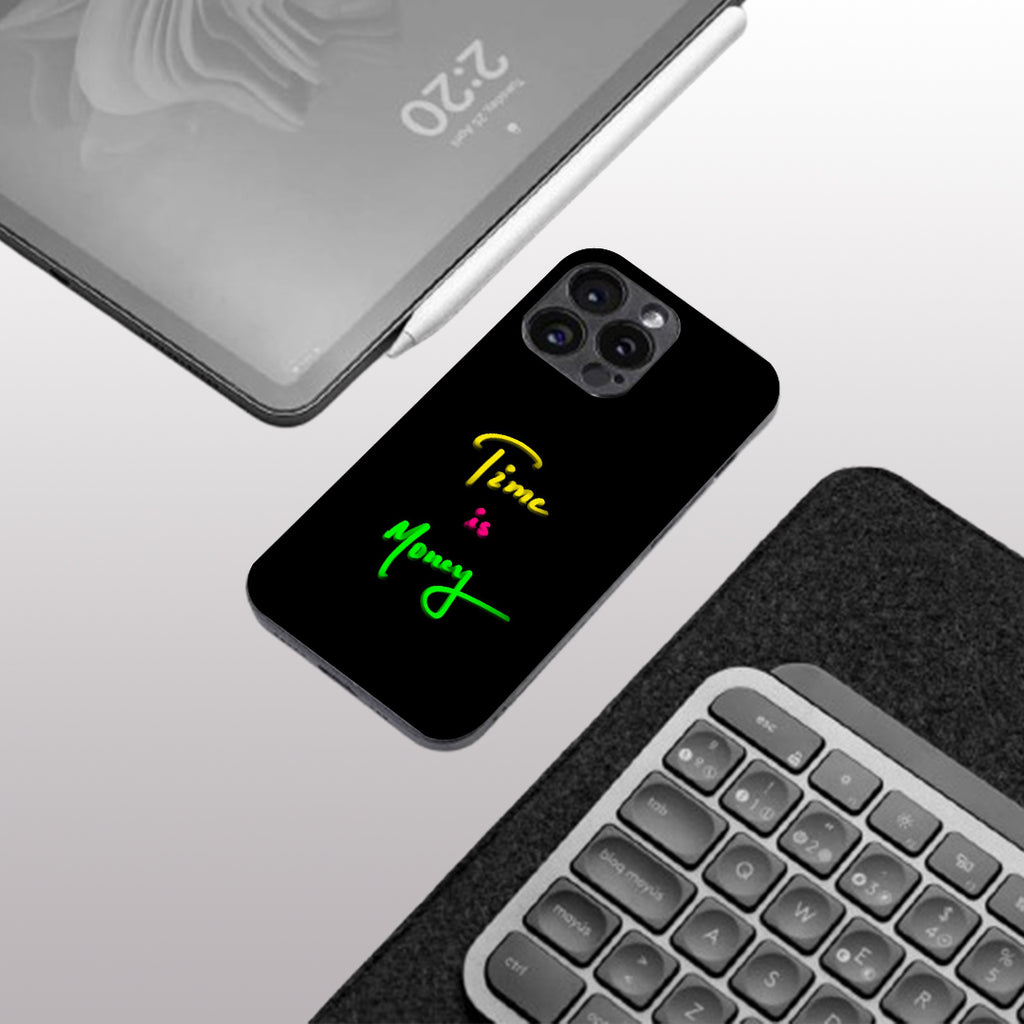 Time is Money pattern phone case for iphone 15 pro max | Glass case