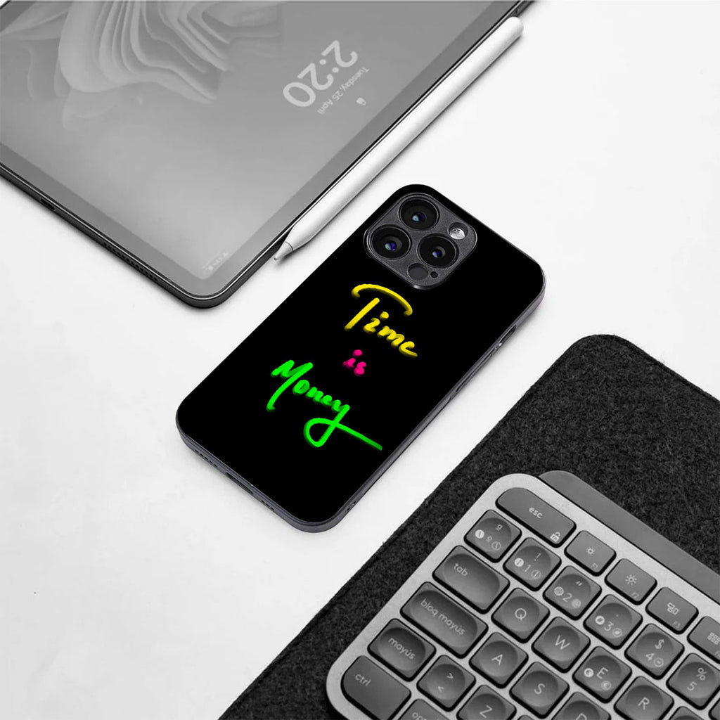 Time is Money pattern phone case for iphone 12 pro | Glass case