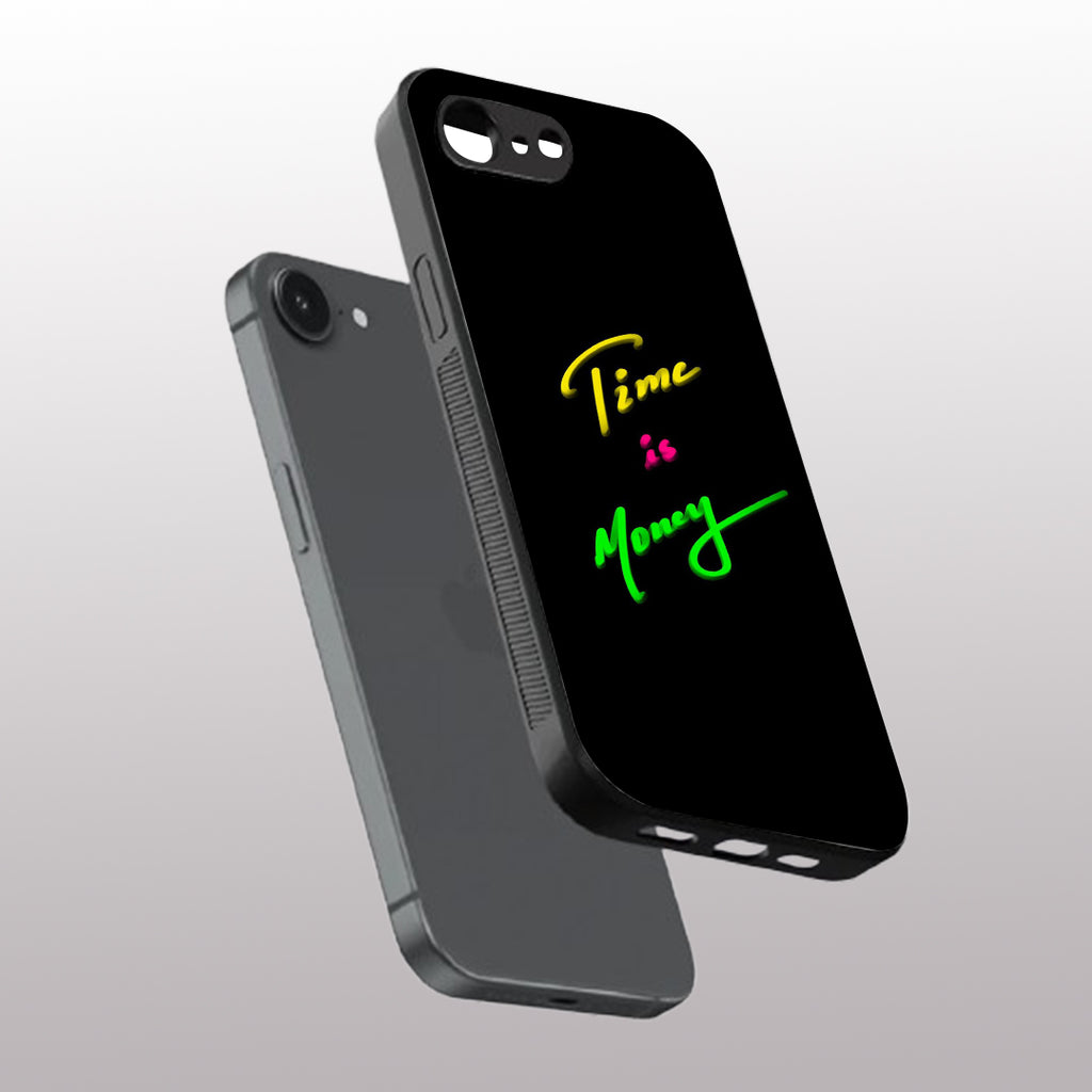 Time is Money pattern phone case for iphone 16E | Glass case