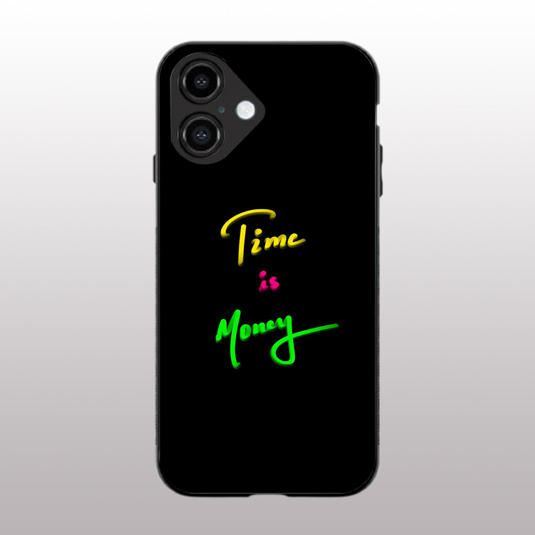 Time is Money pattern phone case for iphone 16 plus | Glass case