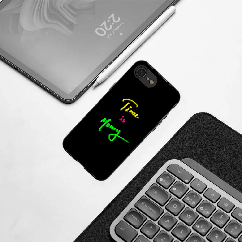 Time is Money pattern phone case for iphone 16E | Glass case