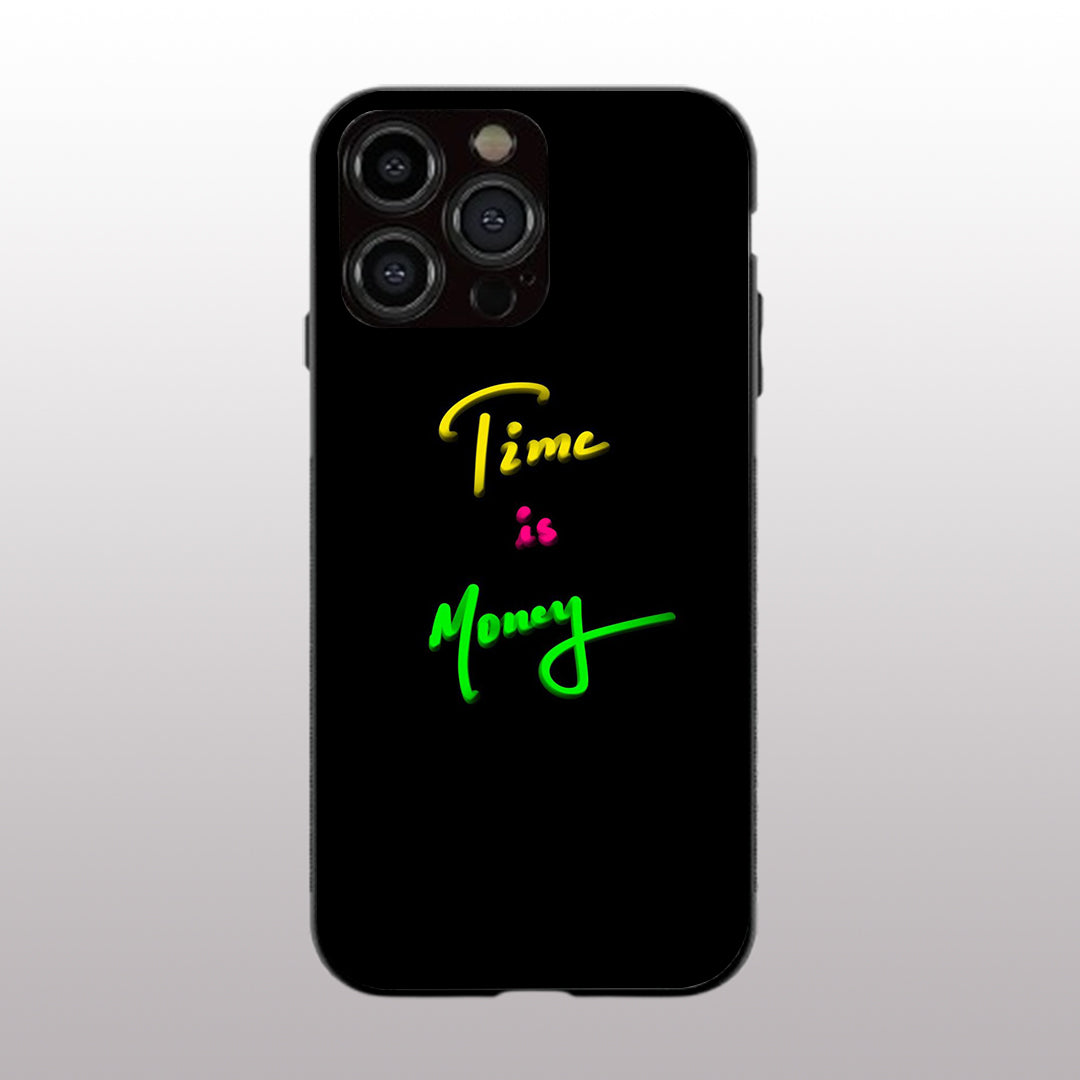 Time is Money pattern phone  case for iphone 16 pro max | Glass case