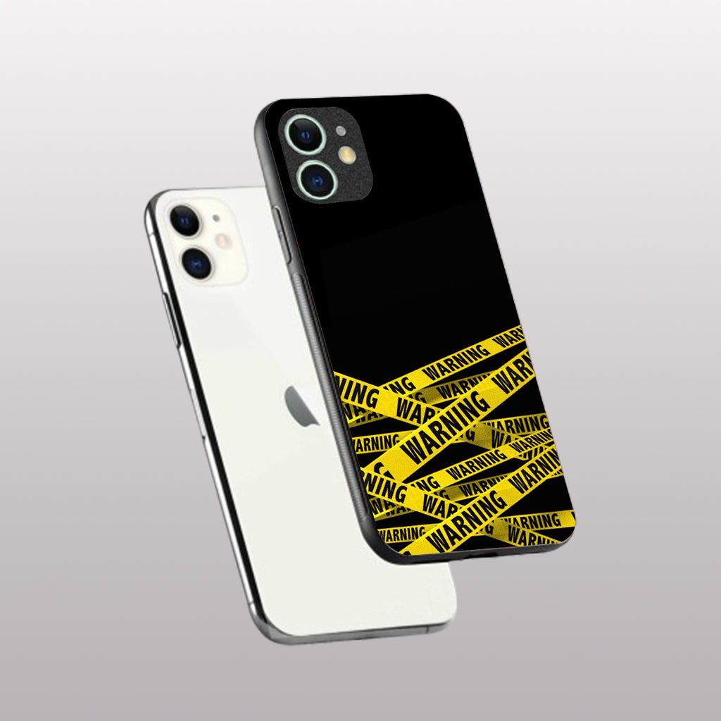 Warning pattern phone case for iphone 11| Glass case