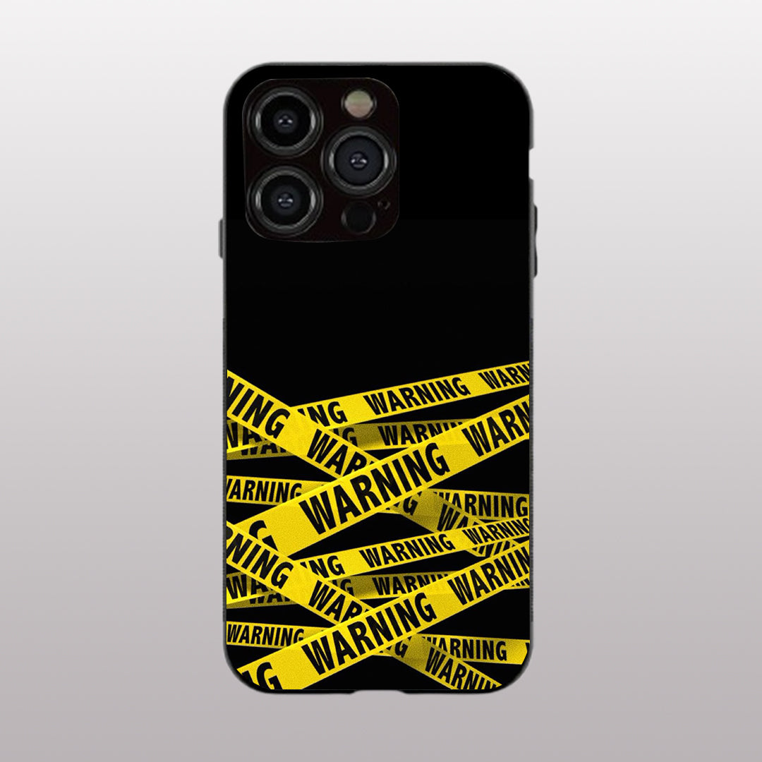 Warning pattern phone case for iphone 11 pro max |Glass case