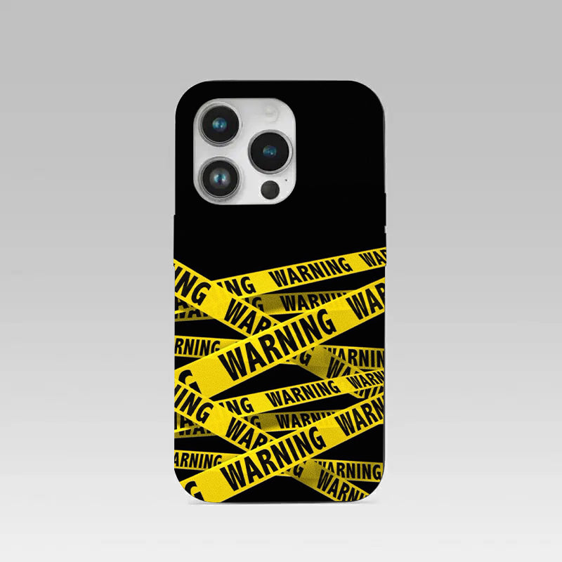 Warning pattern phone case for iphone 14 pro | Glass case
