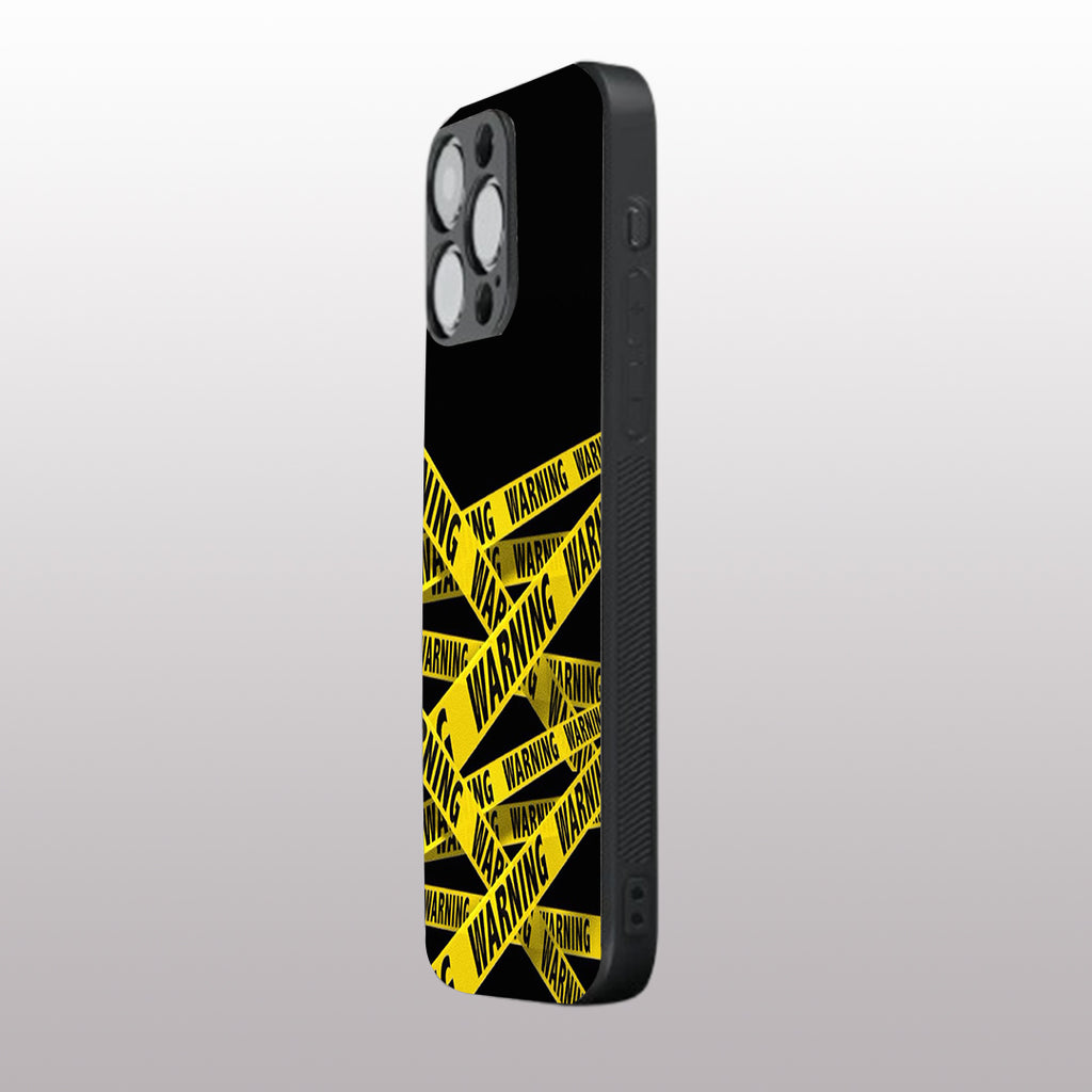 Warning pattern phone case for iphone 14 pro max | Glass case
