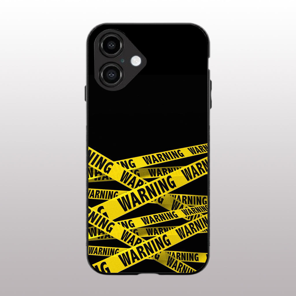 Warning pattern phone case for iphone 16 | Glass case