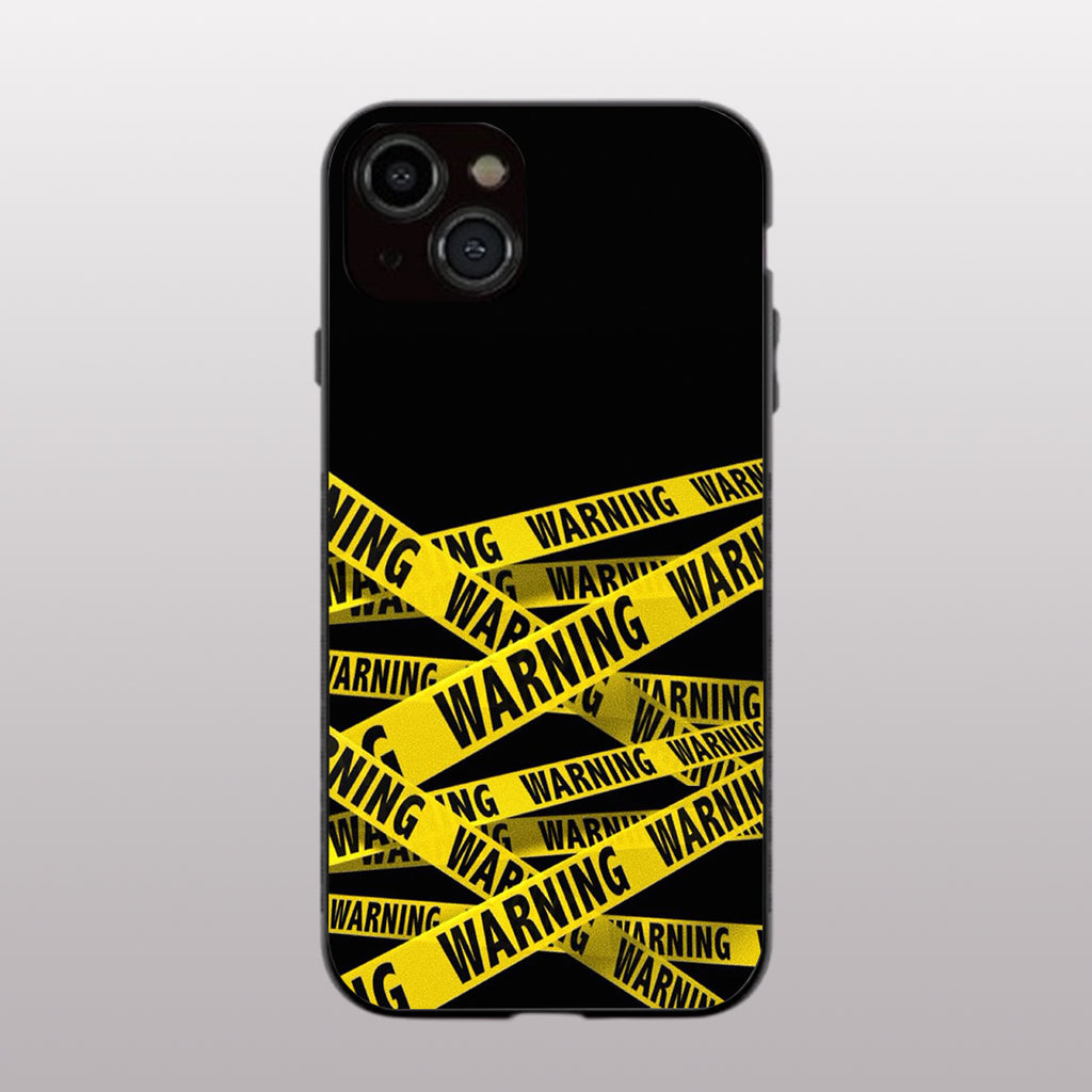 Warning pattern phone case for iphone 14 plus | Glass case