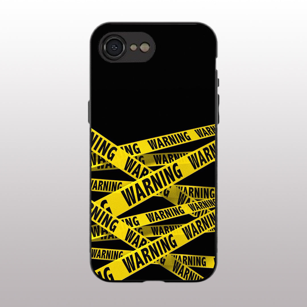 Warning pattern phone case for iphone 16E | Glass case