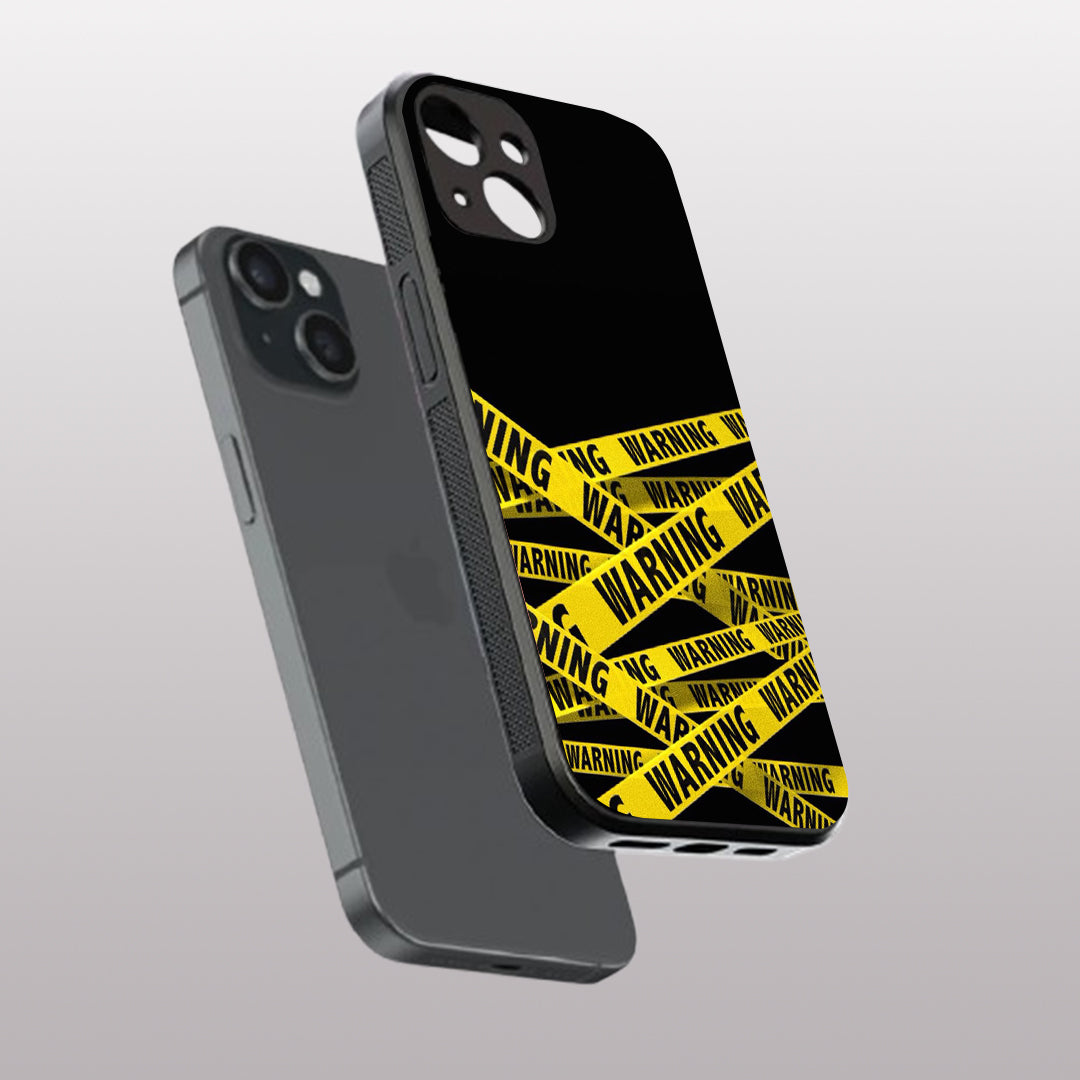 Warning pattern phone case for iphone 13 | Glass case