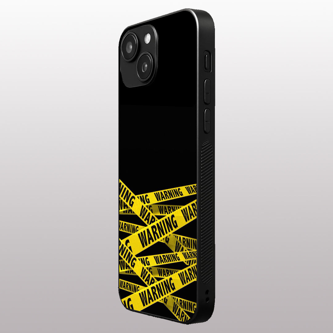 Warning pattern phone case for iphone 14 | Glass case