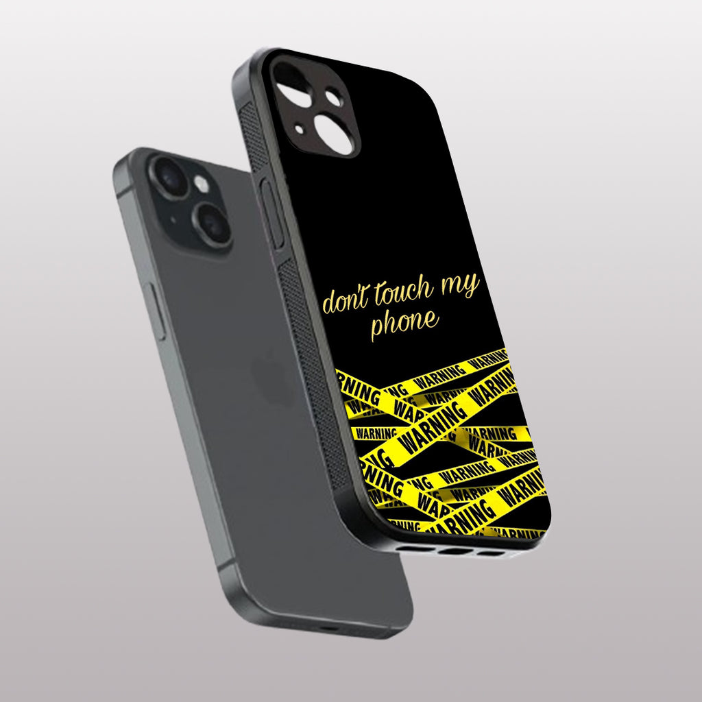 Warning, Don't Touch My Phone pattern phone case for iphone 13 mini | Glass case