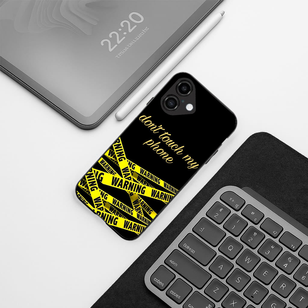 Warning, Don't Touch My Phone pattern phone case for iphone 16 | Glass case