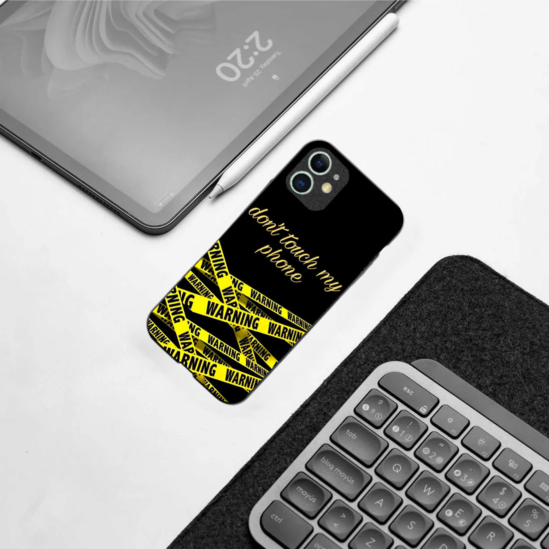 Warning, Don't Touch My Phone pattern phone case for iphone 12|Glass case