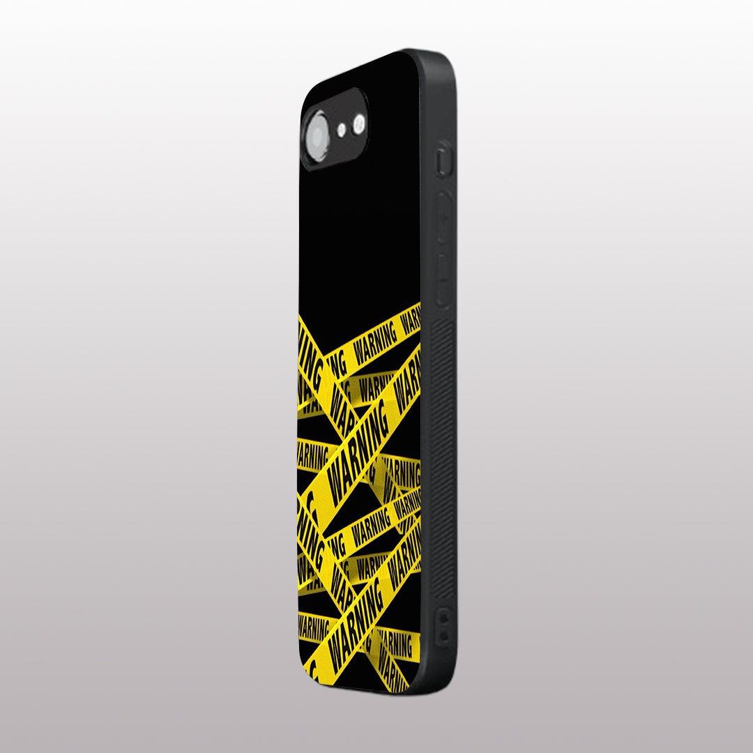 Warning pattern phone case for iphone 16E | Glass case