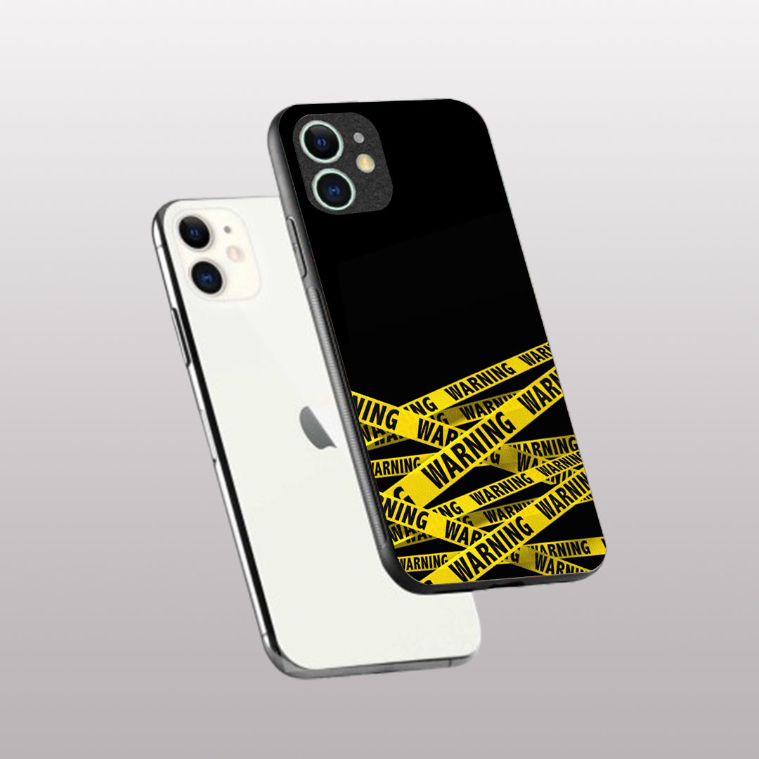 Warning pattern phone case for iphone 12 mini | Glass case