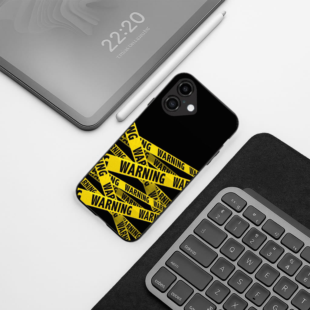 Warning pattern phone case for iphone 16 | Glass case