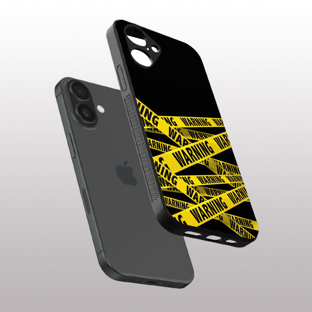 Warning pattern phone case for iphone 16 | Glass case