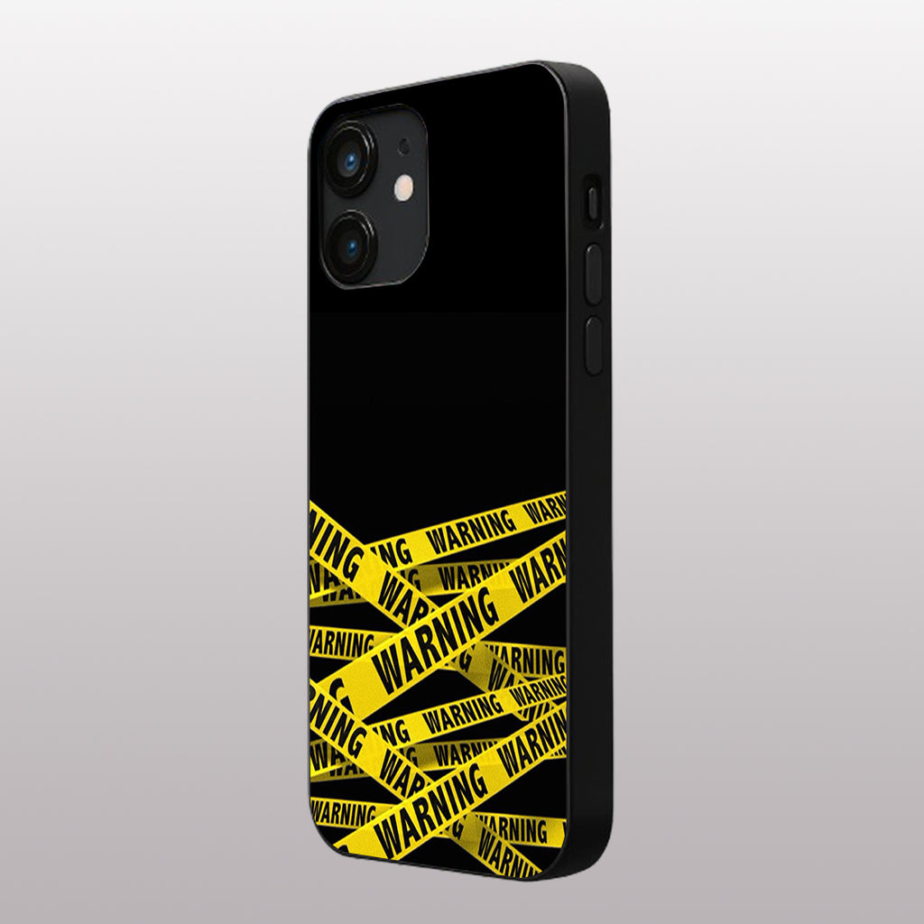 Warning pattern phone case for iphone 12 |Glass case