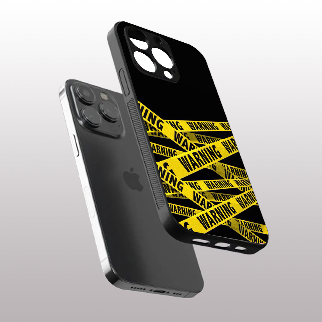 Warning pattern phone case for iphone 13 pro max | Glass case