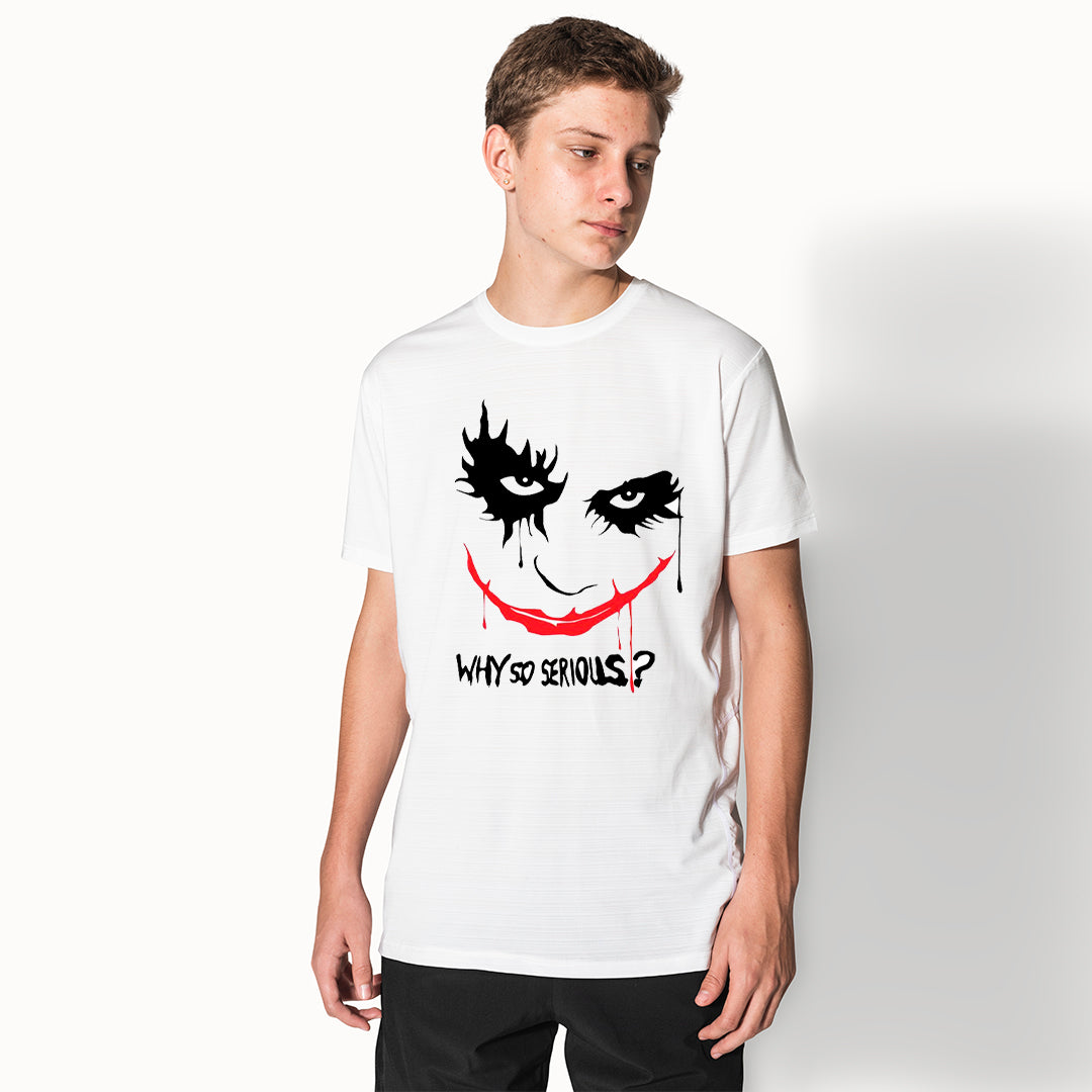 Why So Serious Graphic Printed T-Shirt for Men | Premium Cotton + Polyester | White