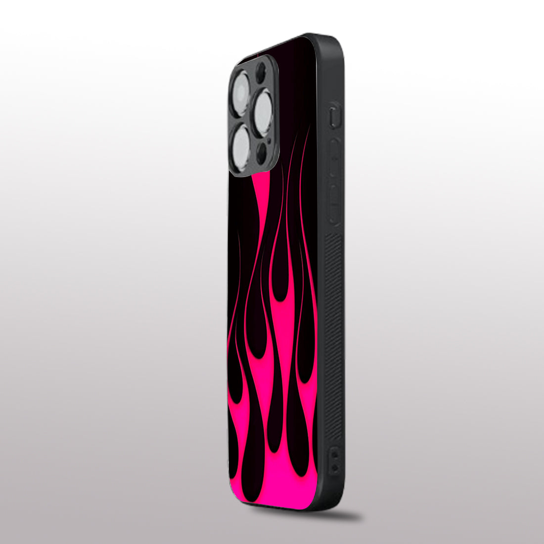 Y2k Black & Hot Pink Flames pattern phone case for iphone 11 pro max |Glass case