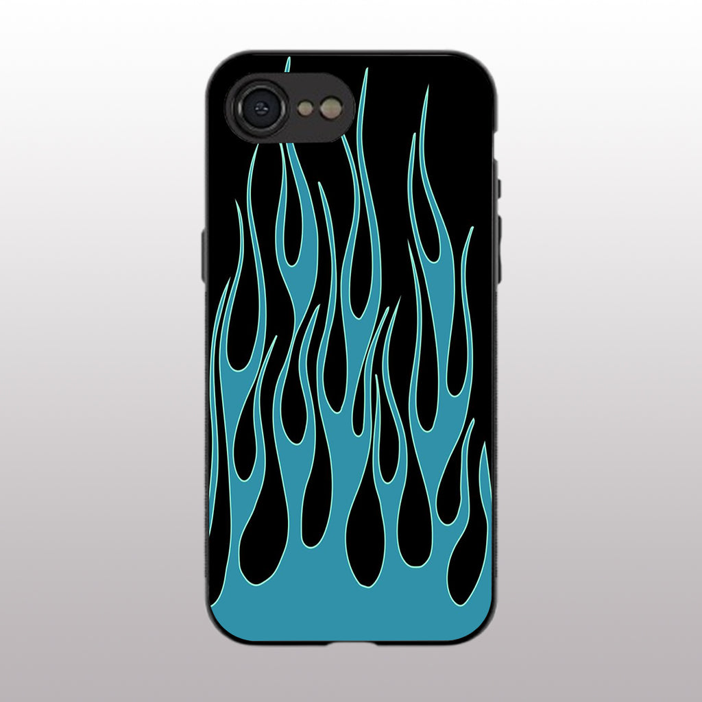 Y2k Blue Flames pattern phone case for iphone 16 E | Glass case
