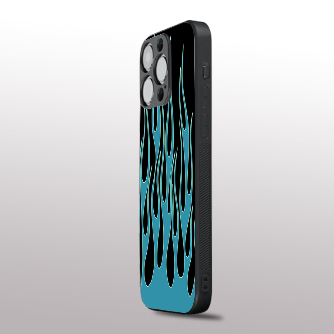 Y2k Blue Flames pattern phone case for iphone 13 pro | Glass case