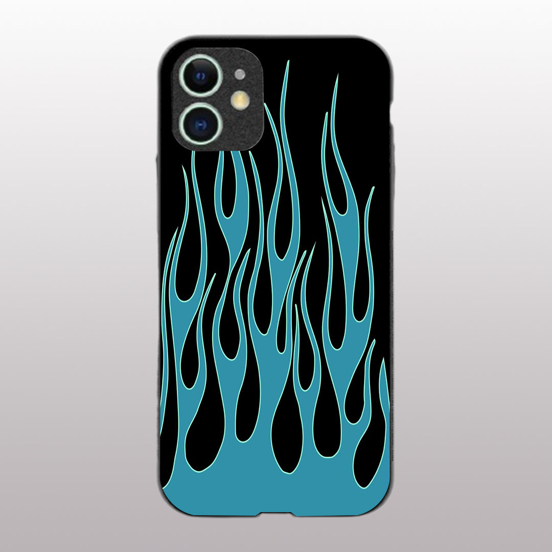 Y2k Blue Flames pattern phone case for iphone 11 | Glass case