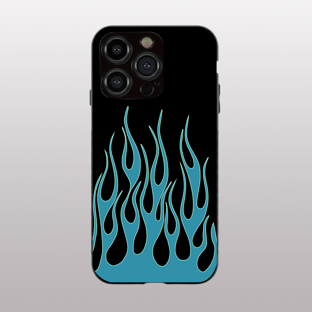 Y2k Blue Flames pattern phone case for iphone 13 pro | Glass case