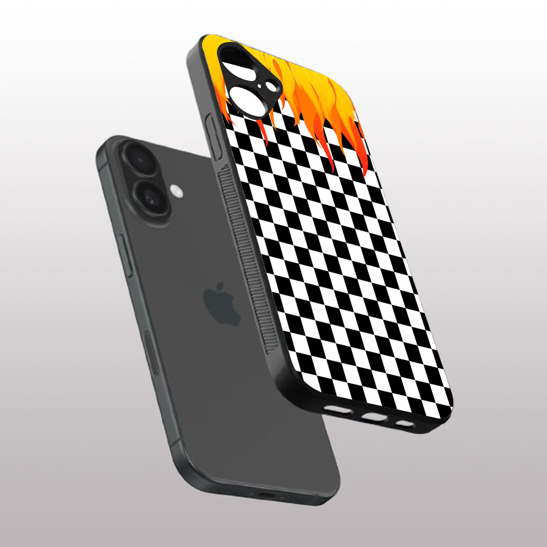 Y2k Fire And Pattern Flames pattern phone case for iphone 16 | Glass case