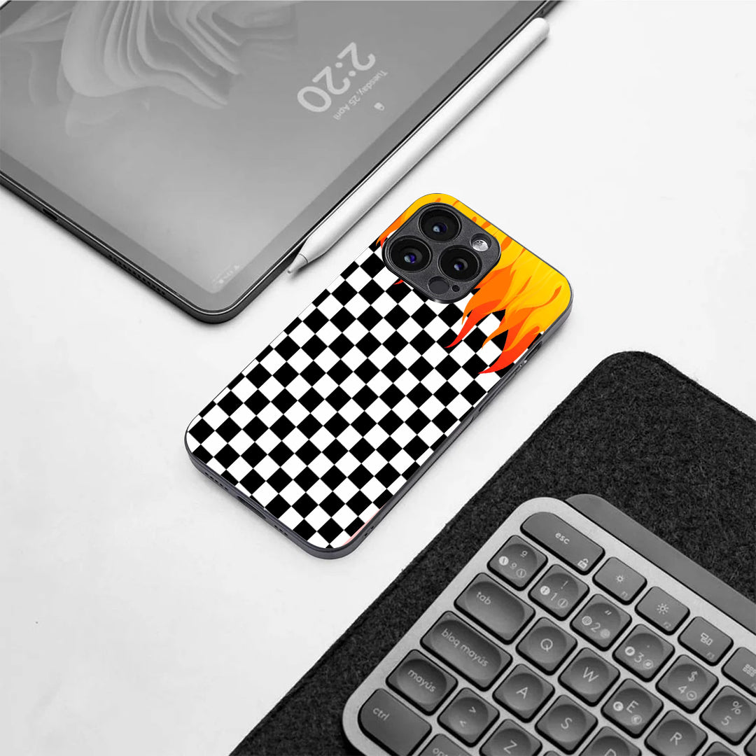 Y2k Fire And Pattern Flames pattern phone case for iphone 16 pro | Glass case