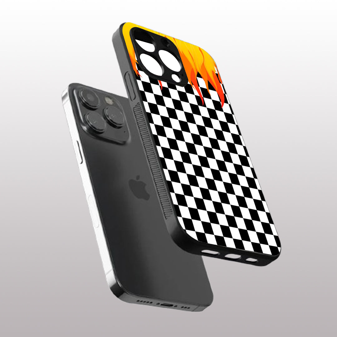Y2k Fire And Pattern Flames pattern phone case for iphone 15 pro | Glass case