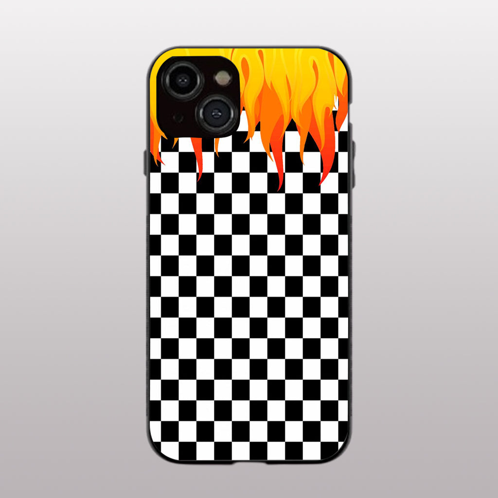 Y2k Fire And Pattern Flames pattern phone case for iphone 15 plus | Glass case