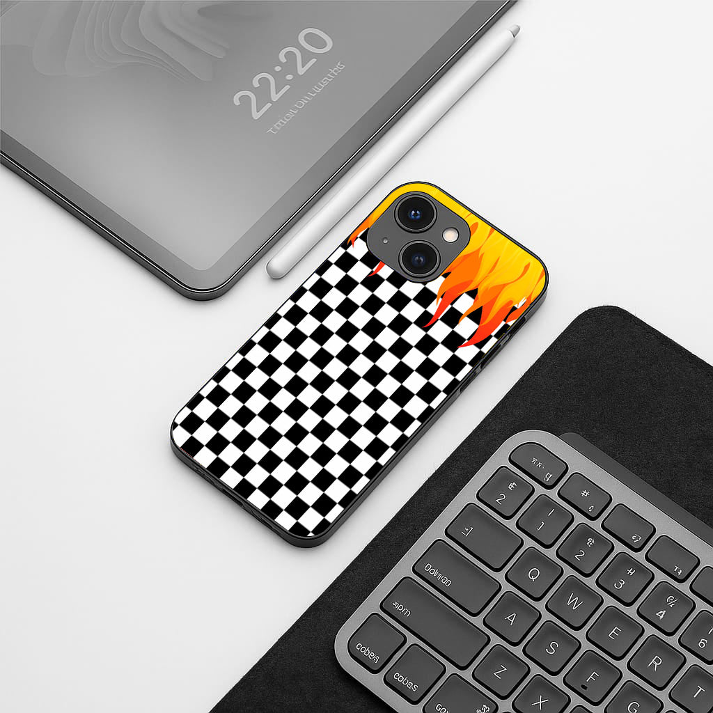 Y2k Fire And Pattern Flames pattern phone case for iphone 14 plus| Glass case