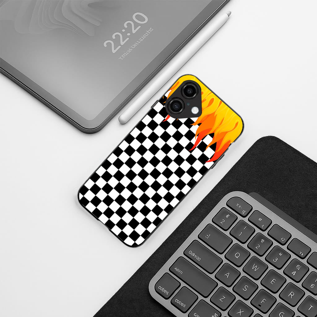 Y2k Fire And Pattern Flames pattern phone case for iphone 16 plus | Glass case