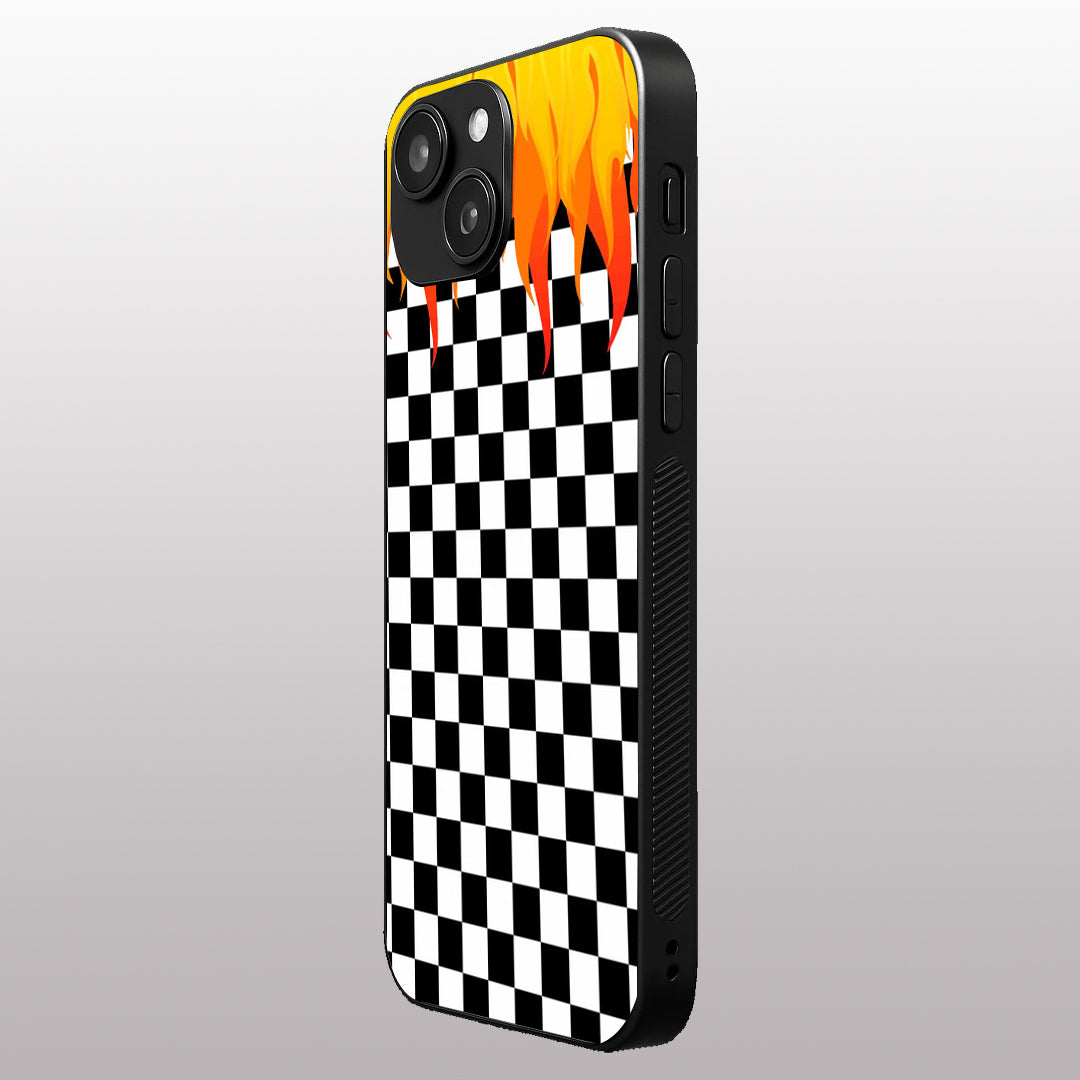 Y2k Fire And Pattern Flames pattern phone case for iphone 15 plus | Glass case
