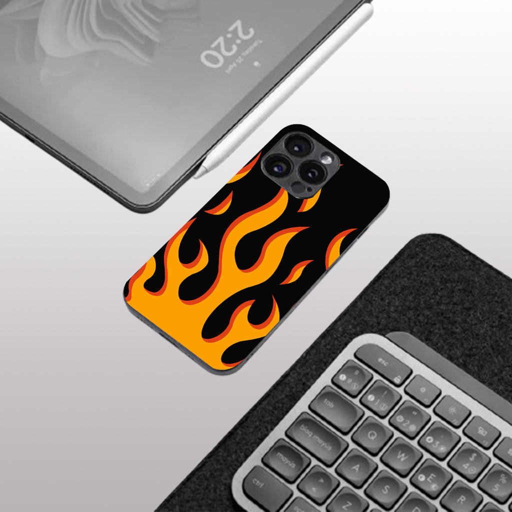 Y2k Fire Flames pattern phone case for iphone 14 pro max | Glass case