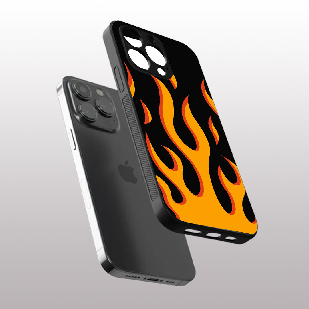 Y2k Fire Flames pattern phone case for iphone 15 pro max | Glass case