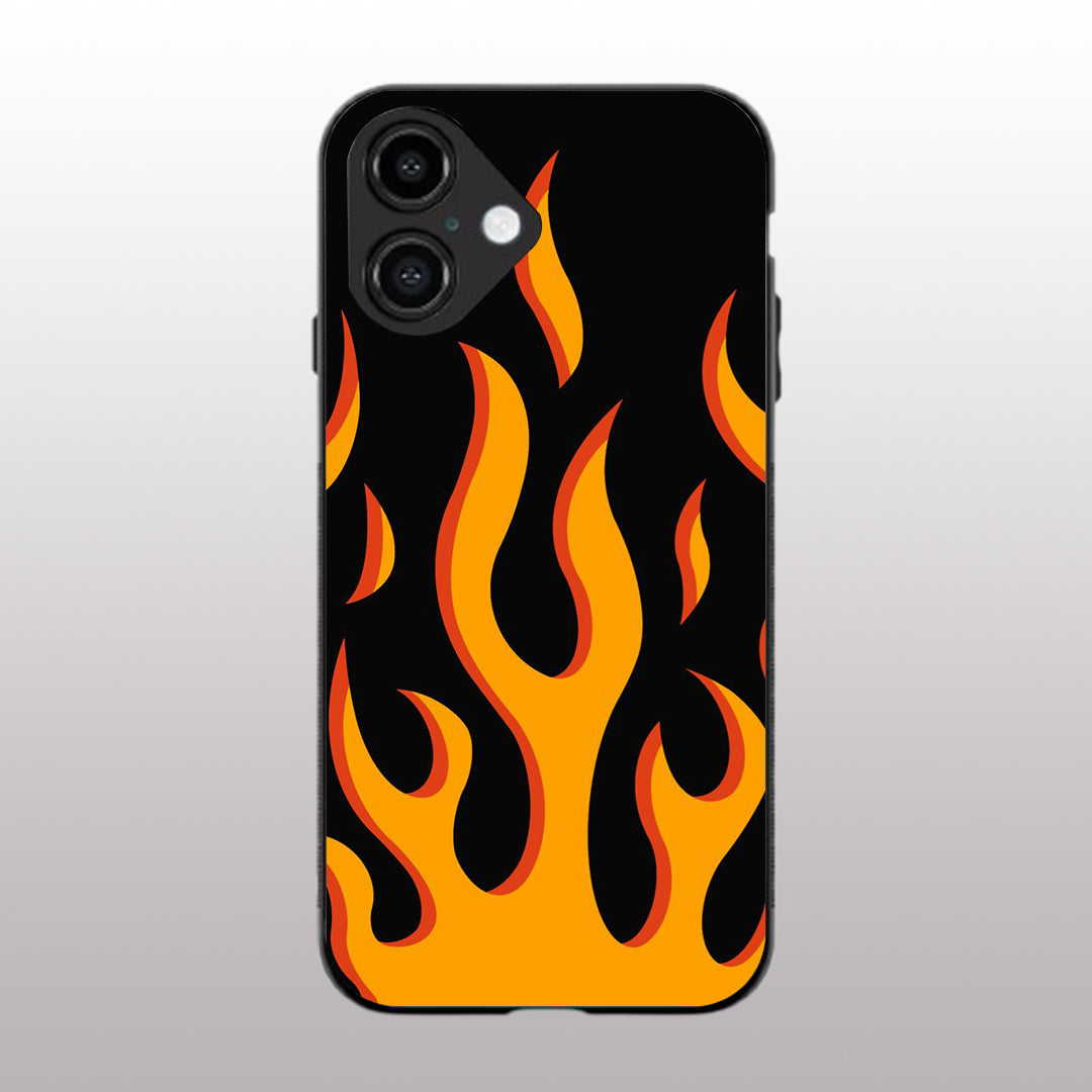 Y2k Fire Flames pattern phone case for iphone 16 | Glass case
