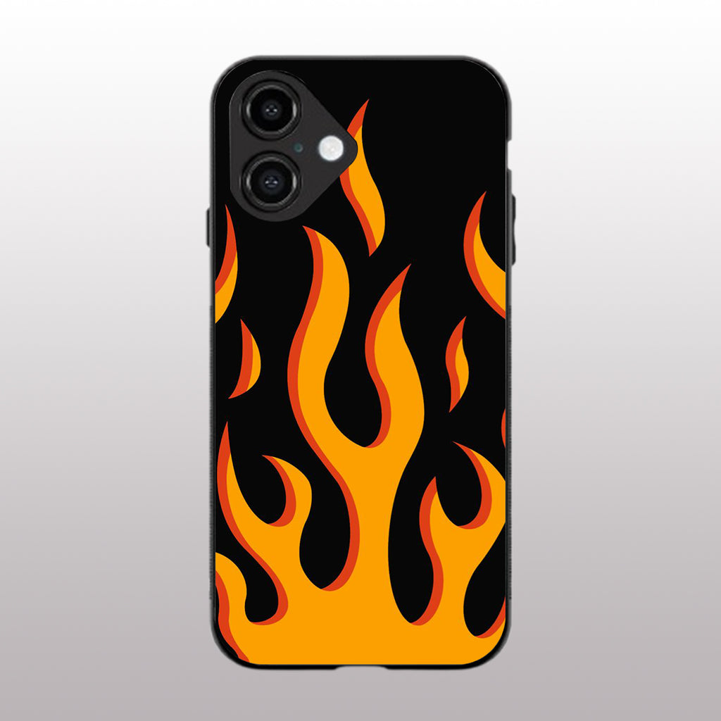 Y2k Fire Flames pattern phone case for iphone 16 plus | Glass case