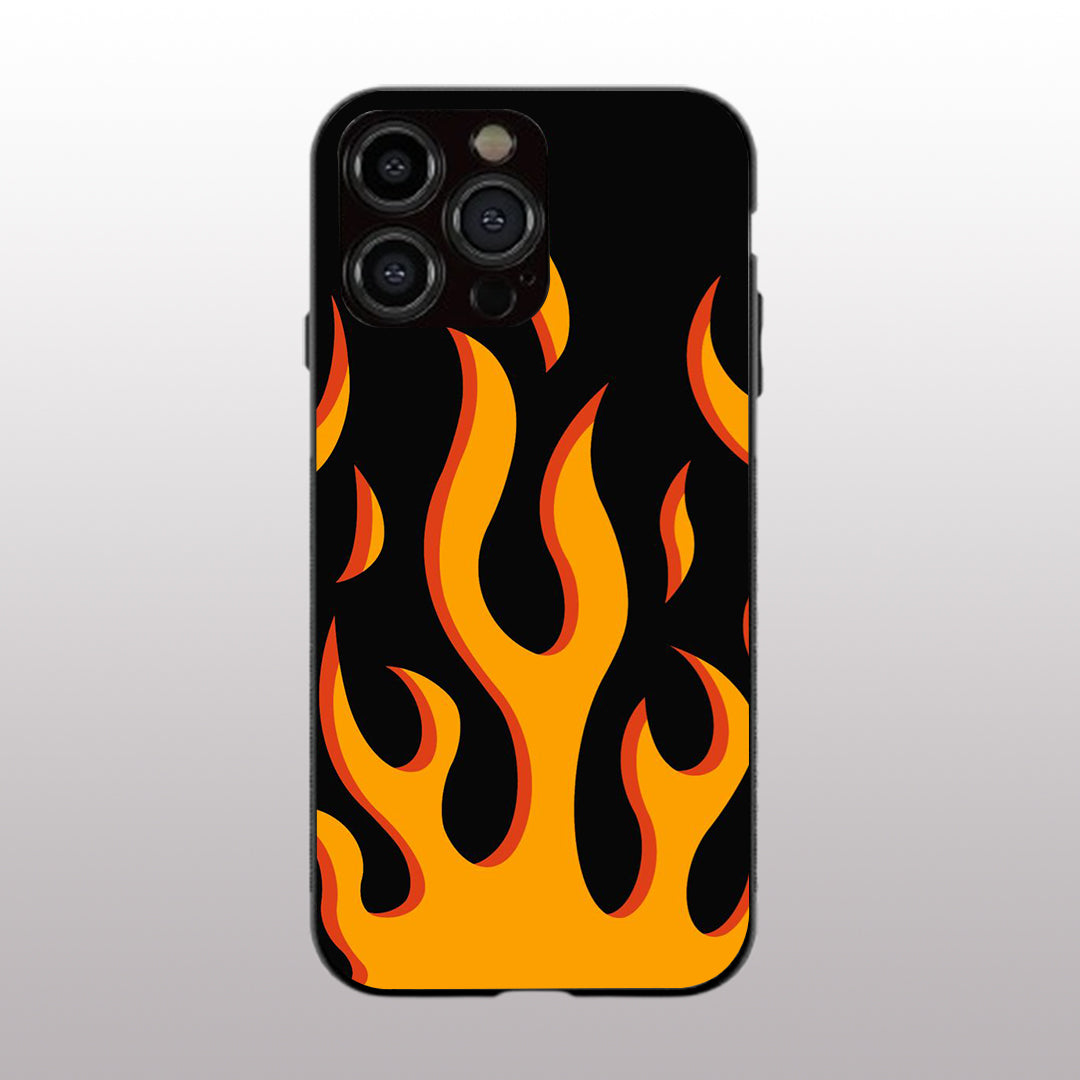 Y2k Fire Flames pattern phone case for iphone 16 pro max | Glass case