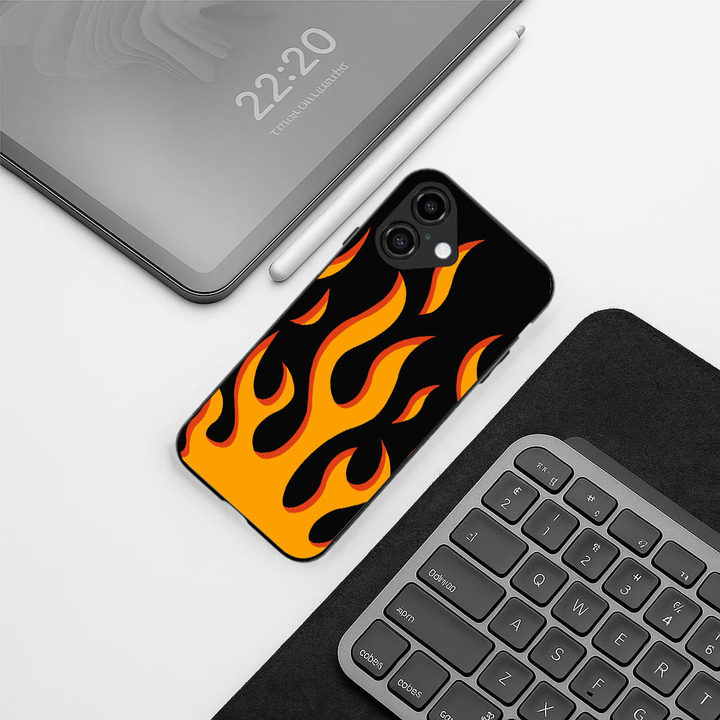 Y2k Fire Flames pattern phone case for iphone 16 plus | Glass case