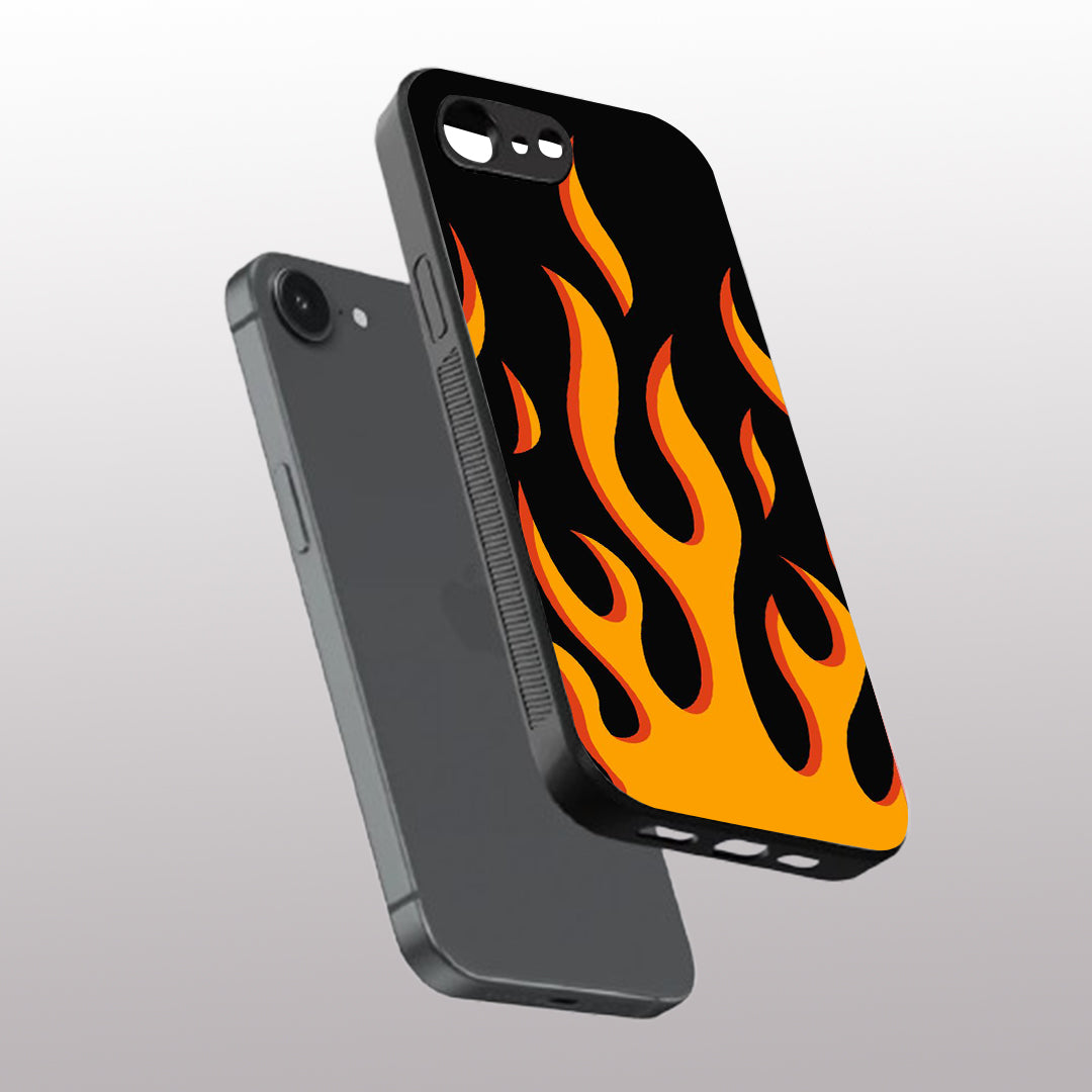 Y2k Fire Flames pattern phone case for iphone 16E | Glass case