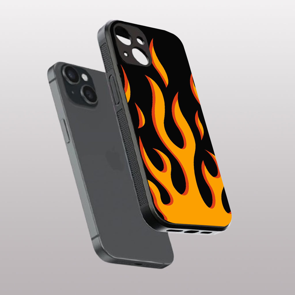 Y2k Fire Flames pattern phone case for iphone 15 |Glass case