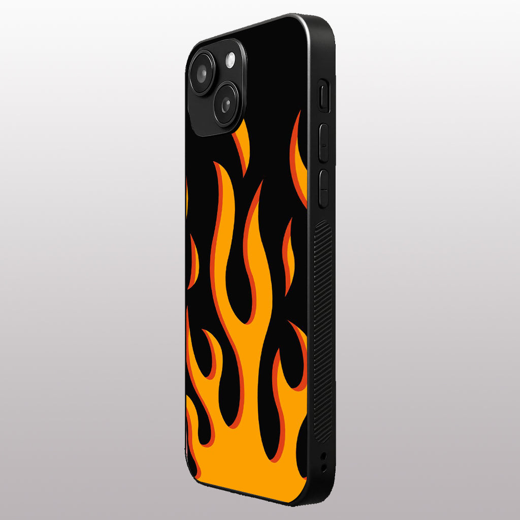Y2k Fire Flames pattern phone case for iphone 15 plus | Glass case